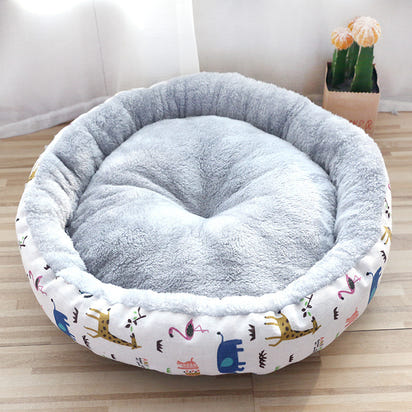Round Plush Dog & Cat Bed – Ultra-Soft Calming Cushion for Pets