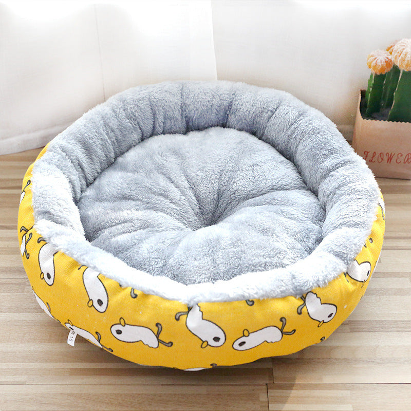 Round Plush Dog & Cat Bed – Ultra-Soft Calming Cushion for Pets