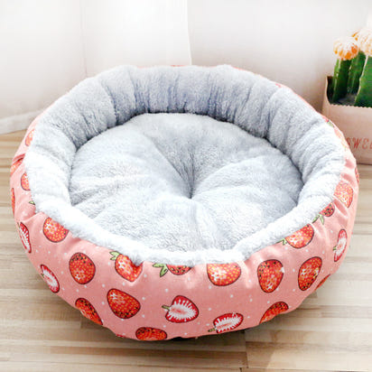 Round Plush Dog & Cat Bed – Ultra-Soft Calming Cushion for Pets