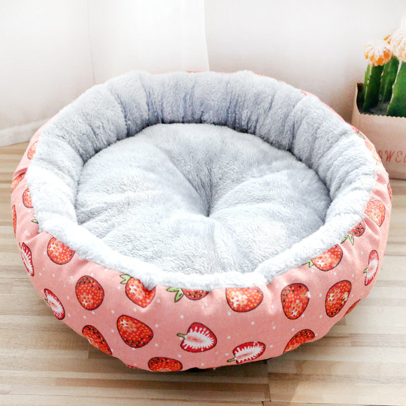 Round Plush Dog & Cat Bed – Ultra-Soft Calming Cushion for Pets