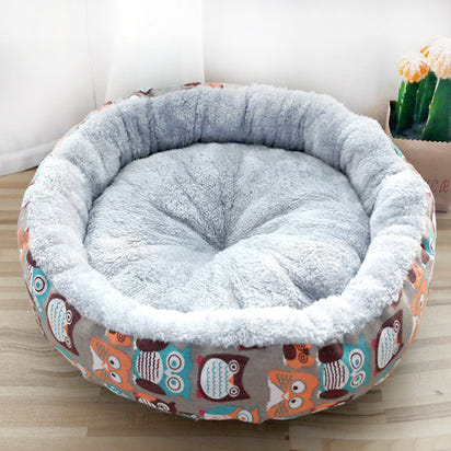 Round Plush Dog & Cat Bed – Ultra-Soft Calming Cushion for Pets
