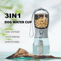 3-in-1 Portable Dog Water Bottle – Food, Water & Waste Bag Dispenser for Walks & Travel